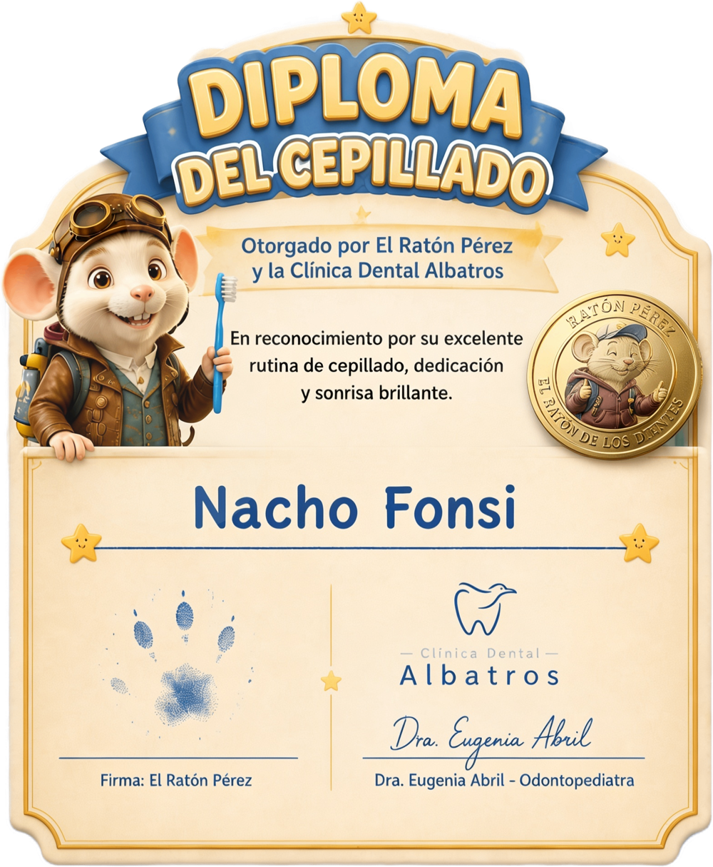 Diploma del cepillado entregado por la clínica